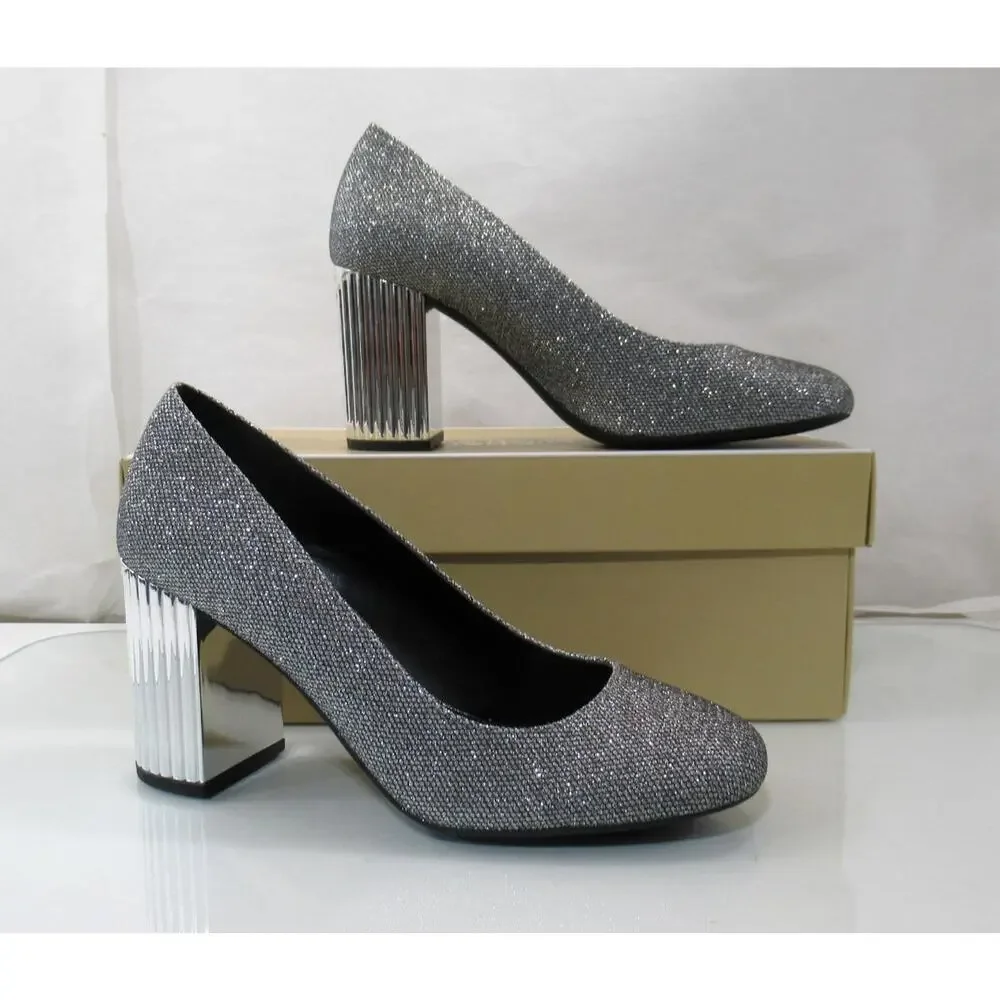 MICHAEL Michael Kors Porter Flex Dress Heels Pump Silver Glitter Size 7